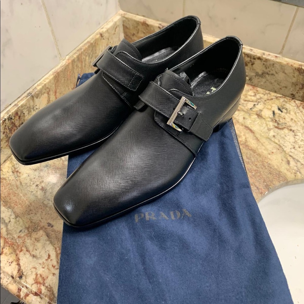 Prada Black Saffiano Leather Business Shoes - Picture 10 of 16